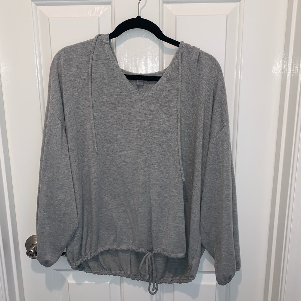 Aerie Grey Knit V-Neck Hoodie Size XS